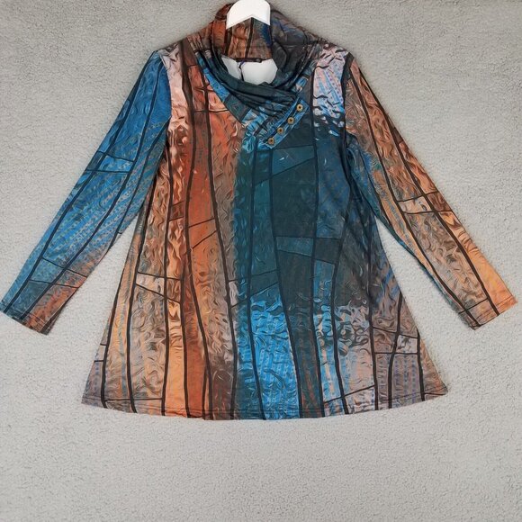 Threaded Pear Azalea Print Short Sleeve Blouse